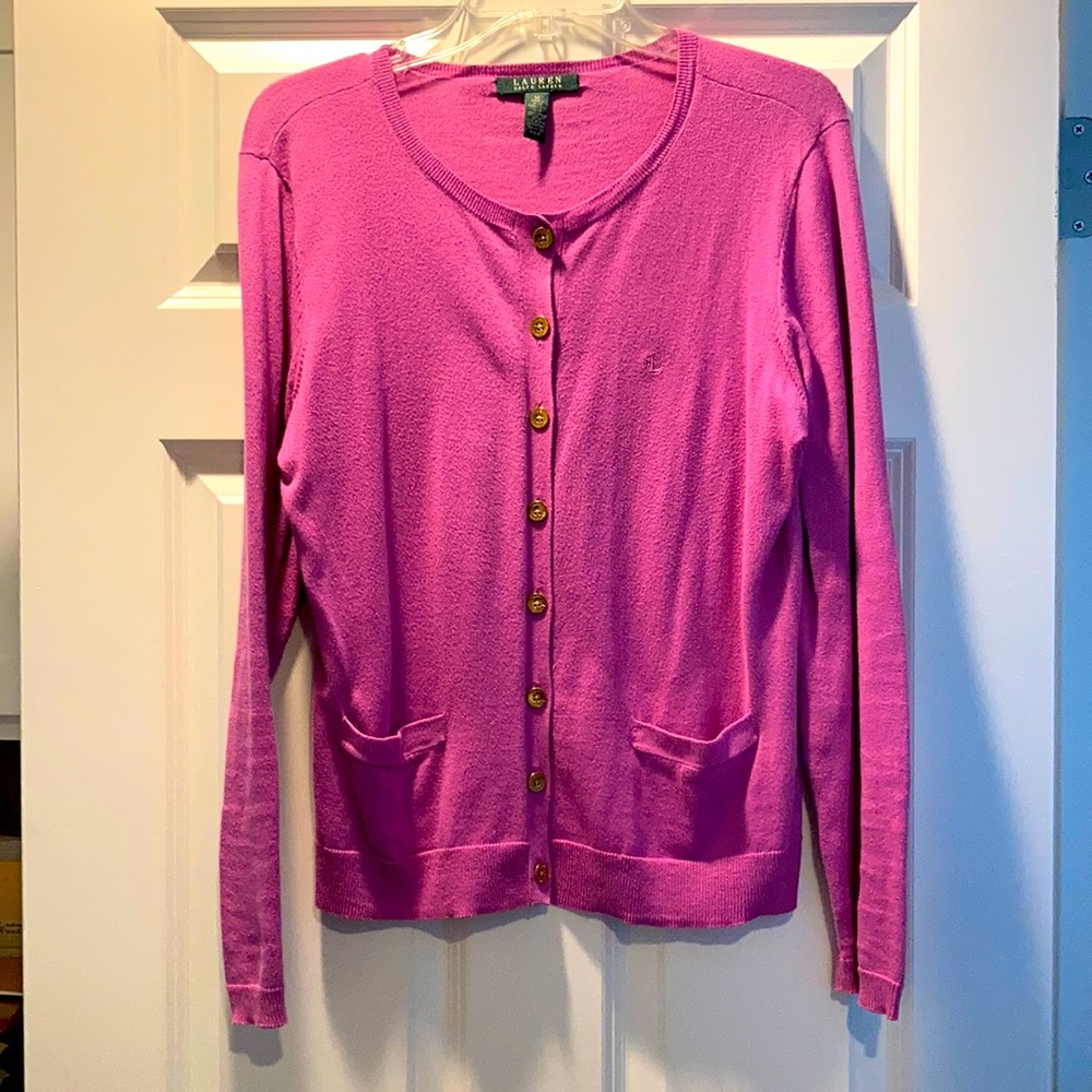Ralph Lauren Purple Cardigan, Size Medium